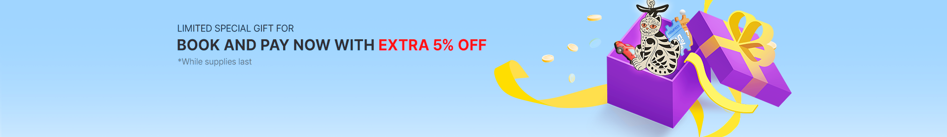 Book and Pay Now - Get Extra 5% Off and Special Gift